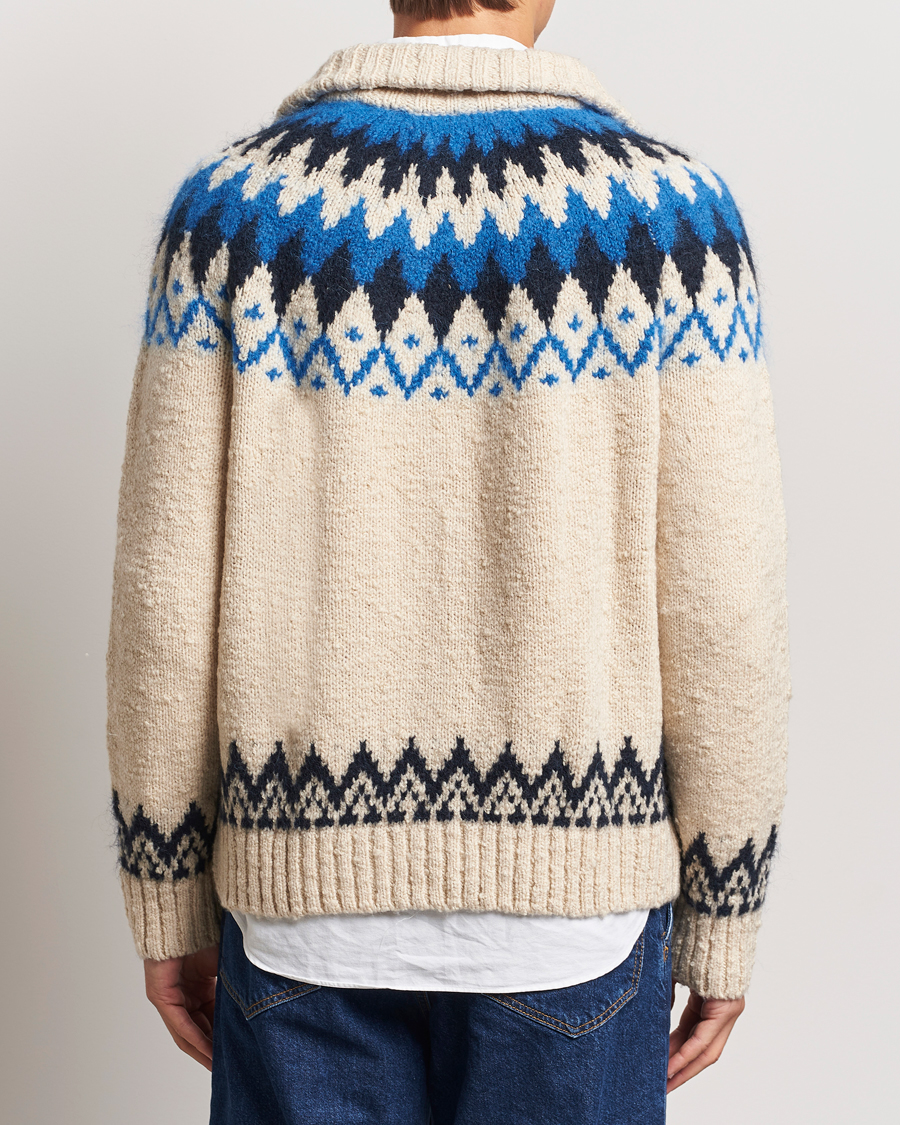 Uomini | Maglieria | Gant | Jacquard Zip Cardigan Cream