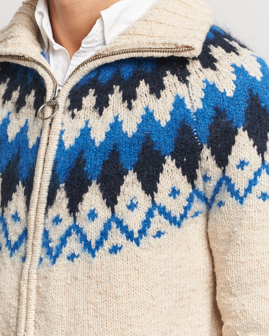 Uomini | Maglieria | Gant | Jacquard Zip Cardigan Cream