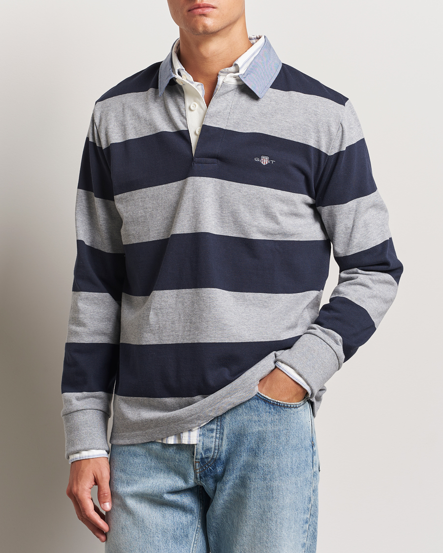 Uomini | Maglieria | Gant | Chambray Striped Heavy Rugger Grey Melange
