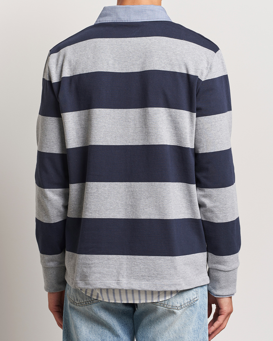 Uomini | Maglieria | Gant | Chambray Striped Heavy Rugger Grey Melange