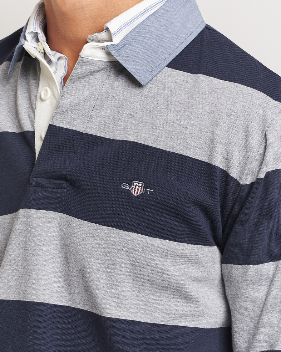 Uomini | Maglieria | Gant | Chambray Striped Heavy Rugger Grey Melange