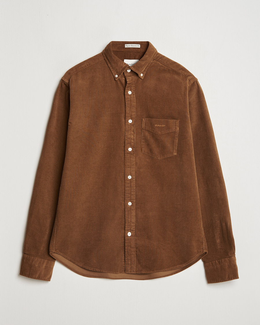 Uomini | Camicie | Gant | Regular Fit Corduroy Shirt Brown Melange