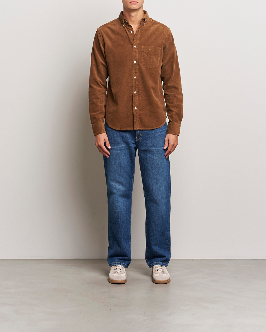 Uomini | Camicie | Gant | Regular Fit Corduroy Shirt Brown Melange