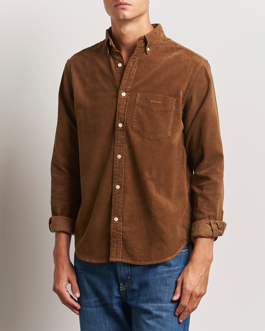 Uomini | Camicie | Gant | Regular Fit Corduroy Shirt Brown Melange