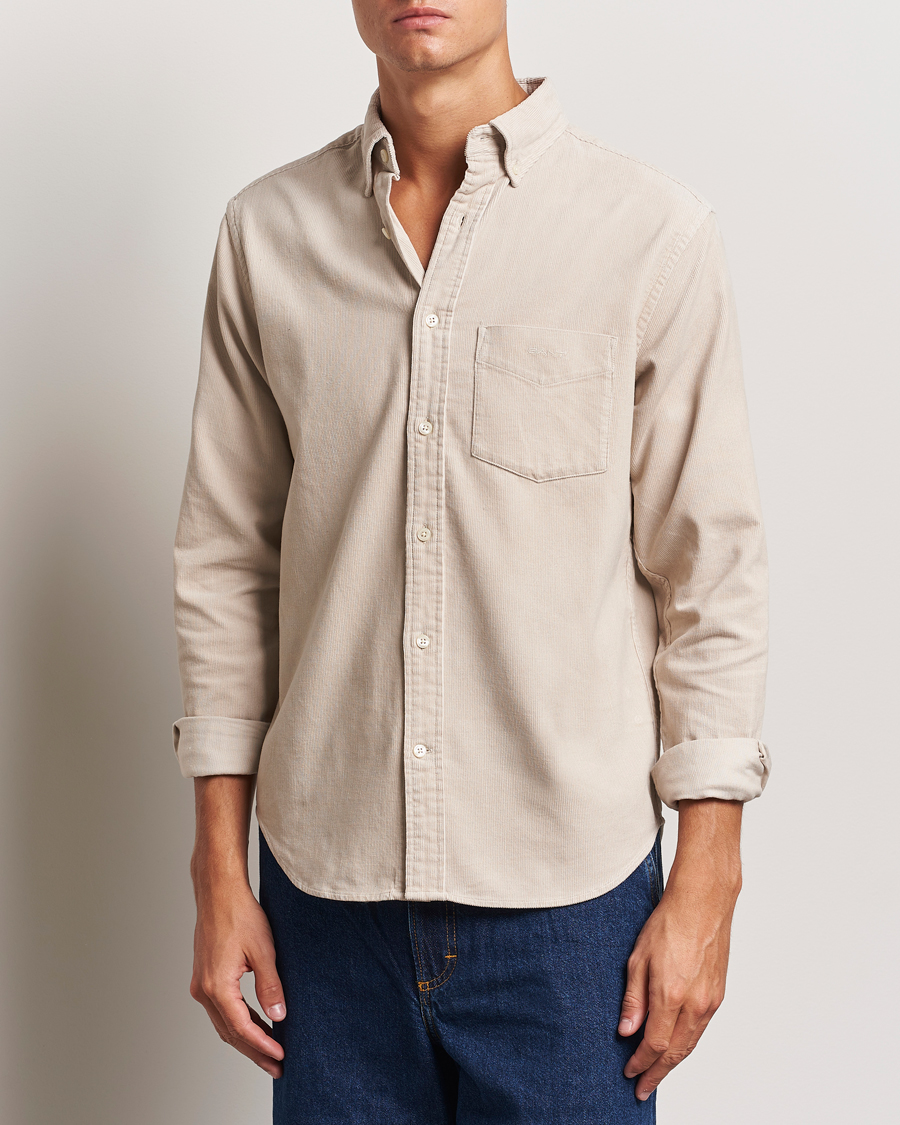 Uomini | Camicie | Gant | Regular Fit Corduroy Shirt Putty