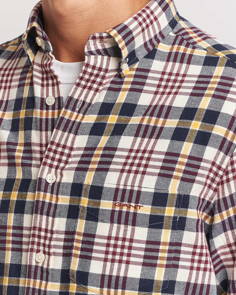 Uomini | Camicie | Gant | Regular Flannel Plaid Shirt Cream