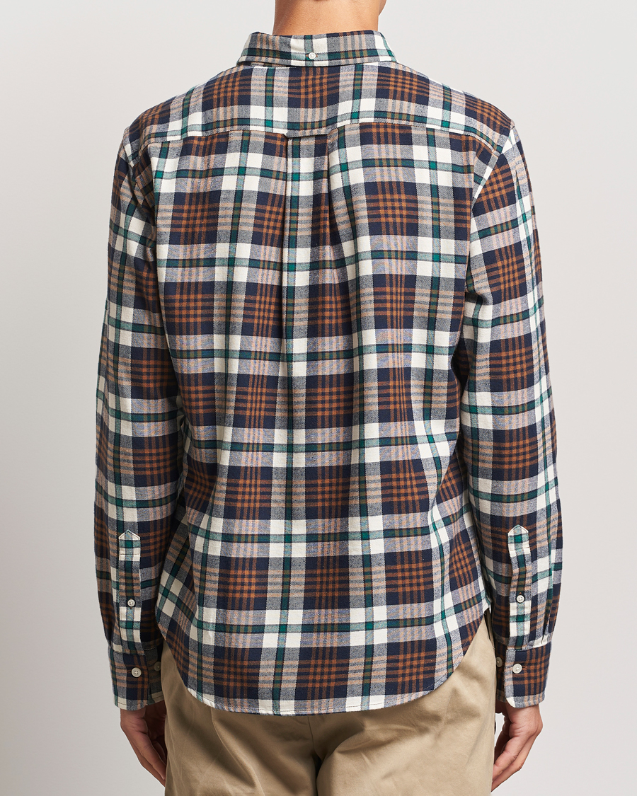 Uomini | Camicie | Gant | Regular Flannel Plaid Shirt Cacao Brown