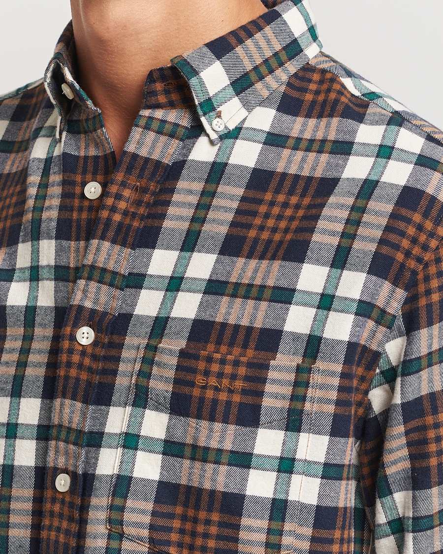 Uomini | Camicie | Gant | Regular Flannel Plaid Shirt Cacao Brown