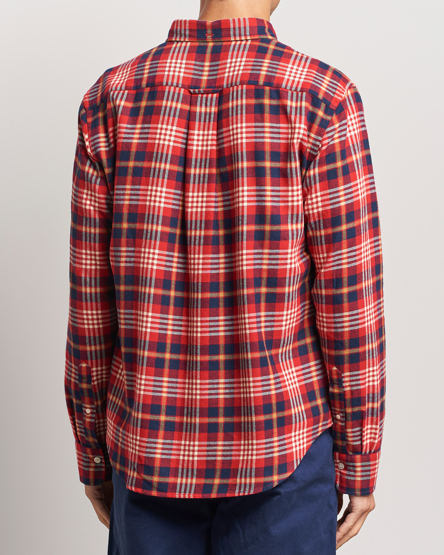 Uomini | Camicie | Gant | Regular Flannel Plaid Shirt Ruby Red