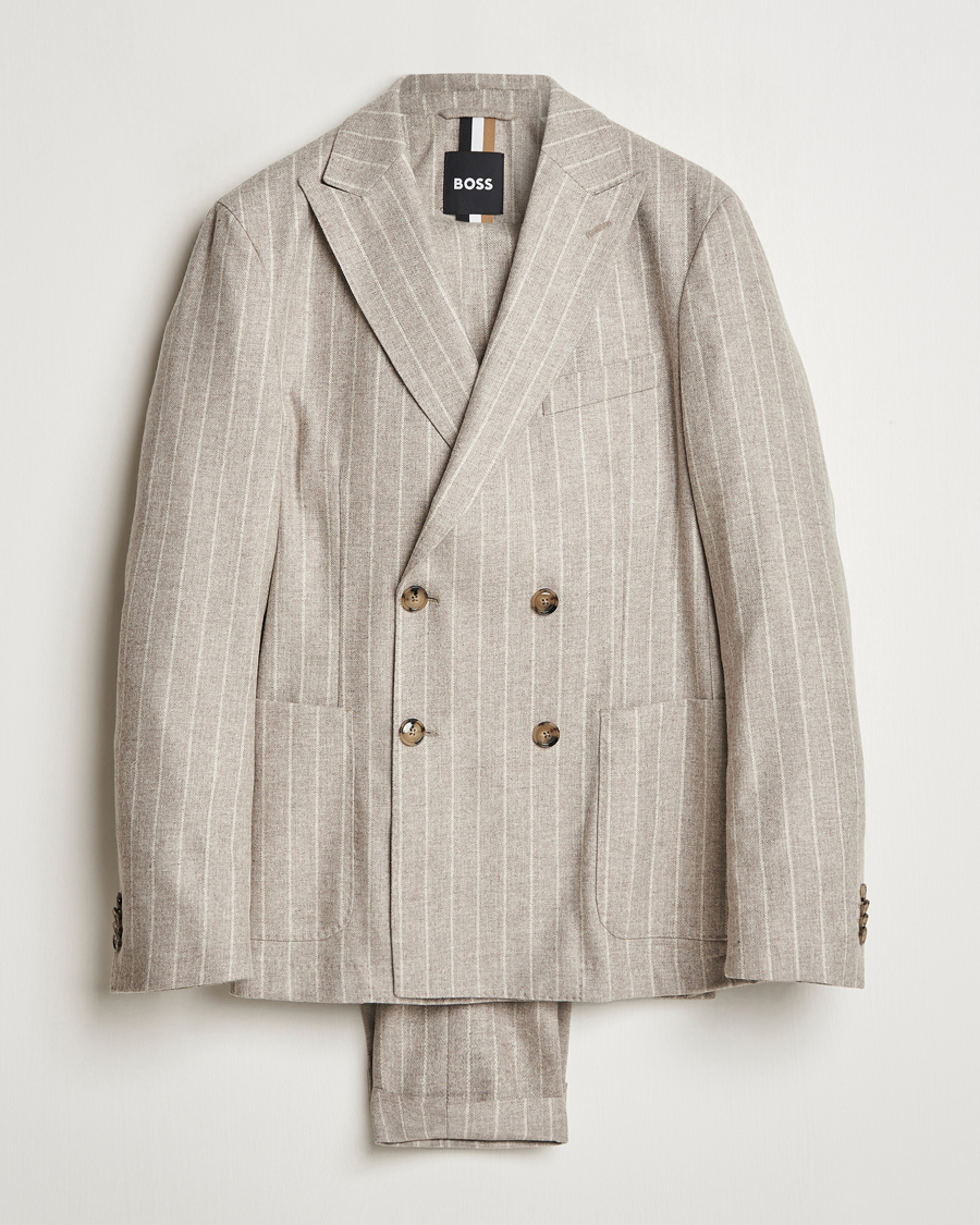 Uomini | Abiti | BOSS BLACK | Hanry Wool Pinstriped Suit Light Beige