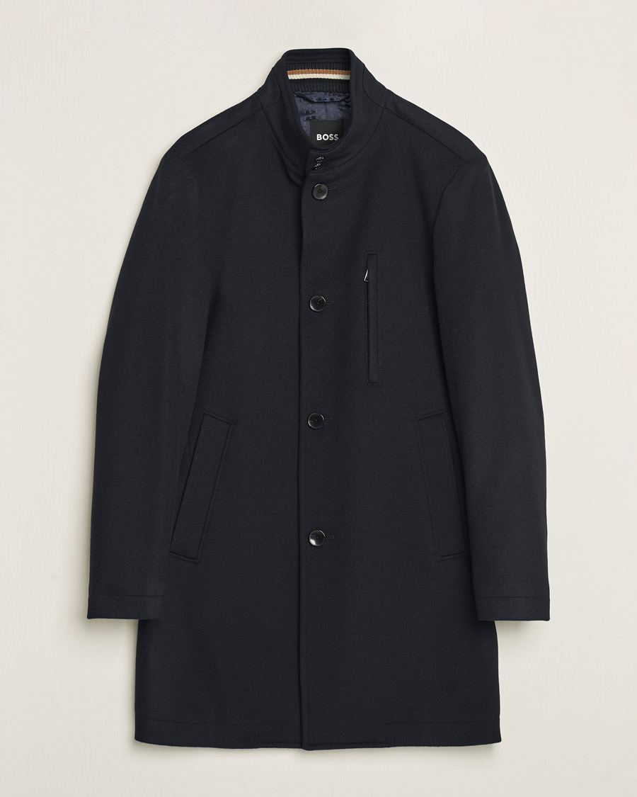 Uomini | Giacche | BOSS BLACK | Hyde Stand Up Collar Coat Dark Blue