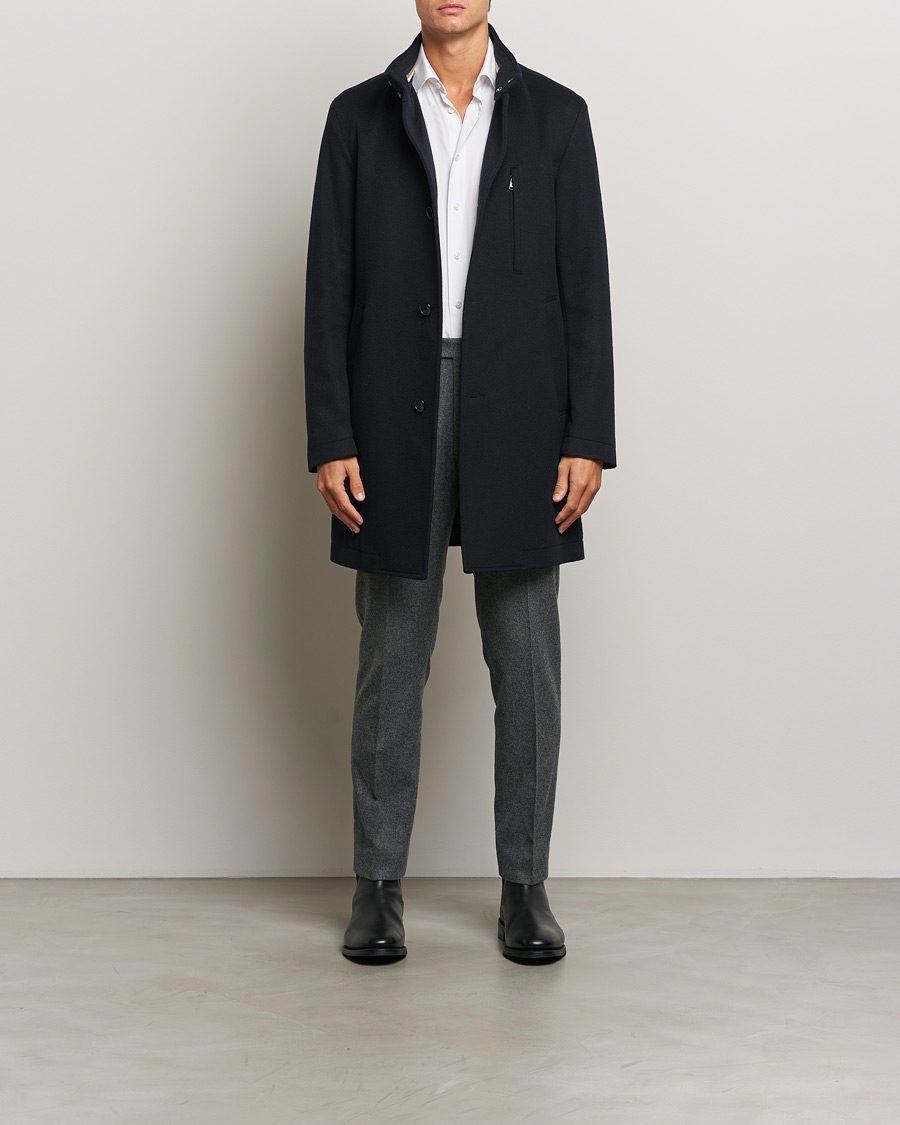 Uomini | Giacche | BOSS BLACK | Hyde Stand Up Collar Coat Dark Blue