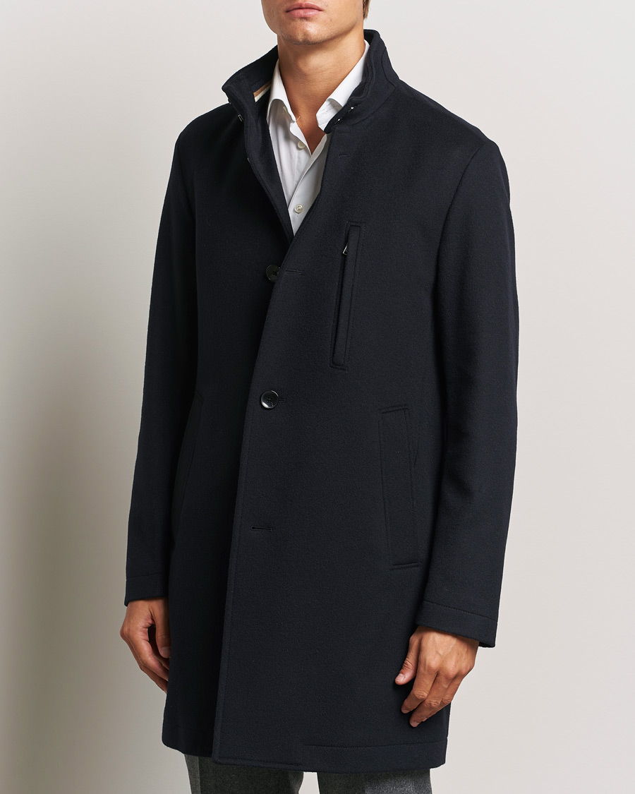 Uomini | Giacche | BOSS BLACK | Hyde Stand Up Collar Coat Dark Blue