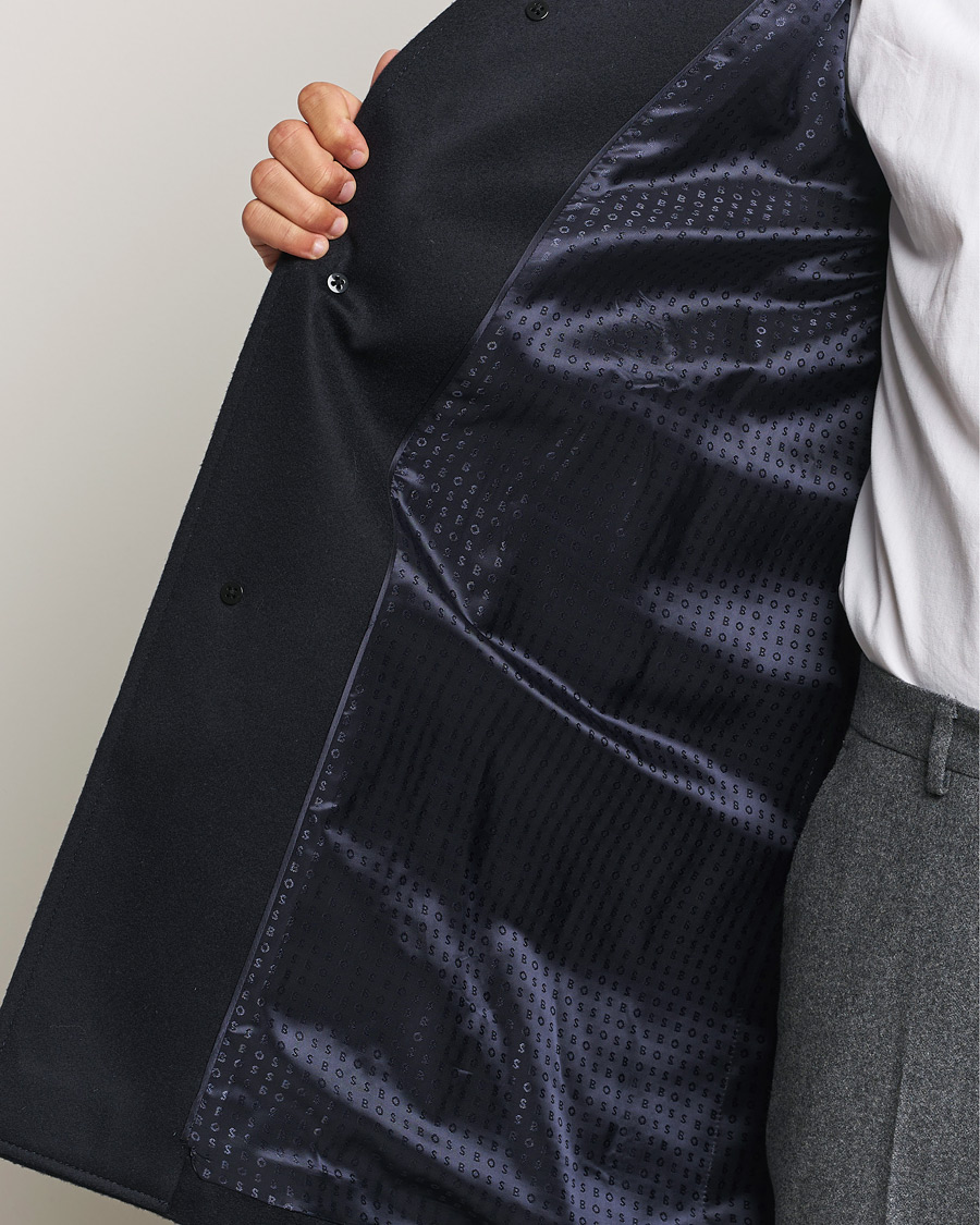 Uomini | Giacche | BOSS BLACK | Hyde Stand Up Collar Coat Dark Blue