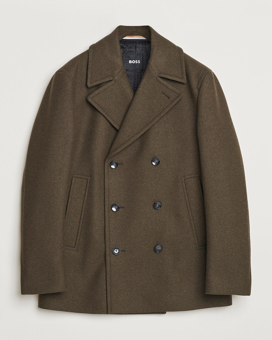 Uomini | Giacche | BOSS BLACK | Clay Wool Peacoat Open Green
