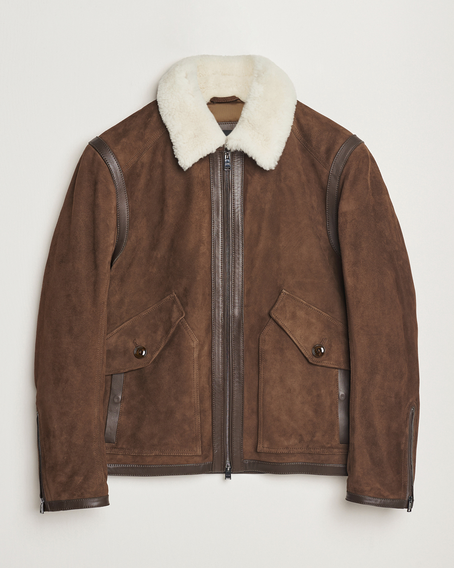 Uomini | Giacche | BOSS BLACK | Montel Suede Searling Bomber Jacket Brown