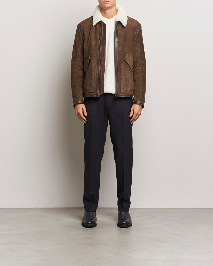 Uomini | Giacche | BOSS BLACK | Montel Suede Searling Bomber Jacket Brown