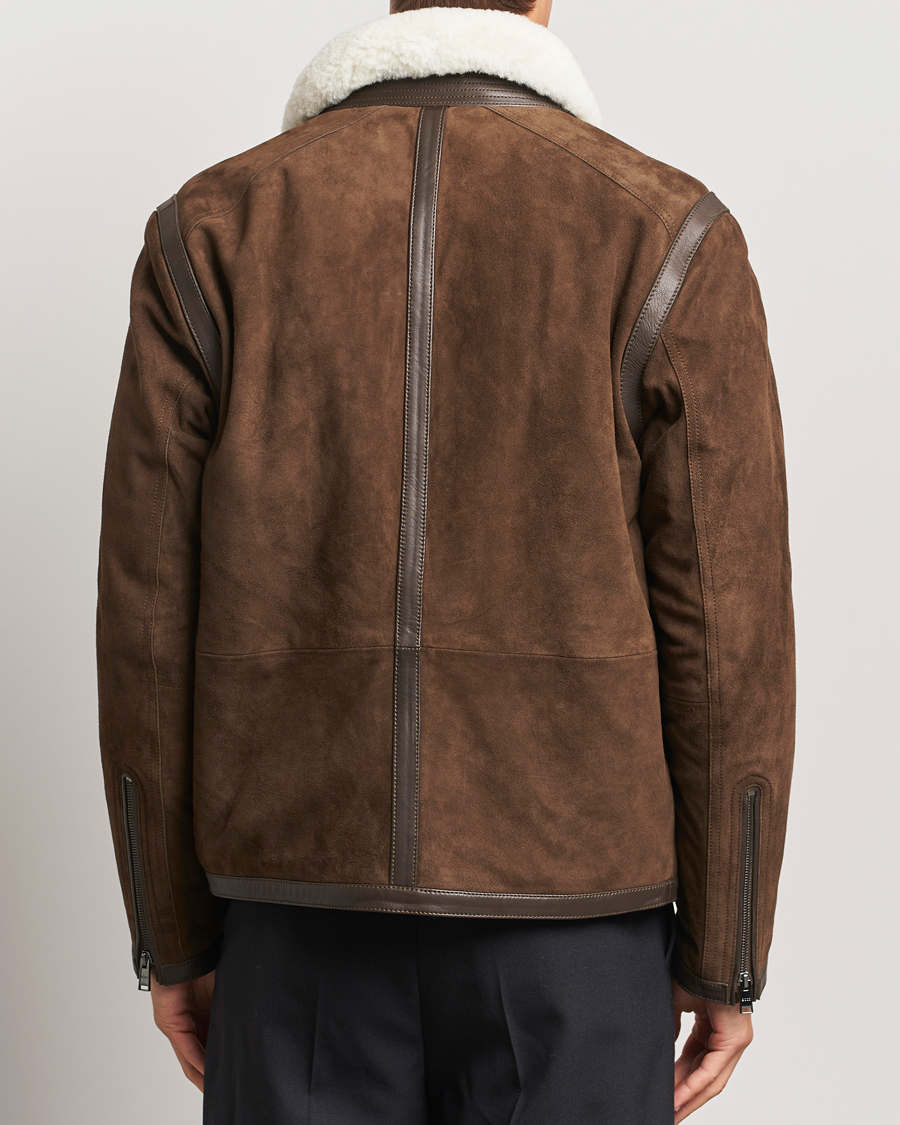 Uomini | Giacche | BOSS BLACK | Montel Suede Searling Bomber Jacket Brown