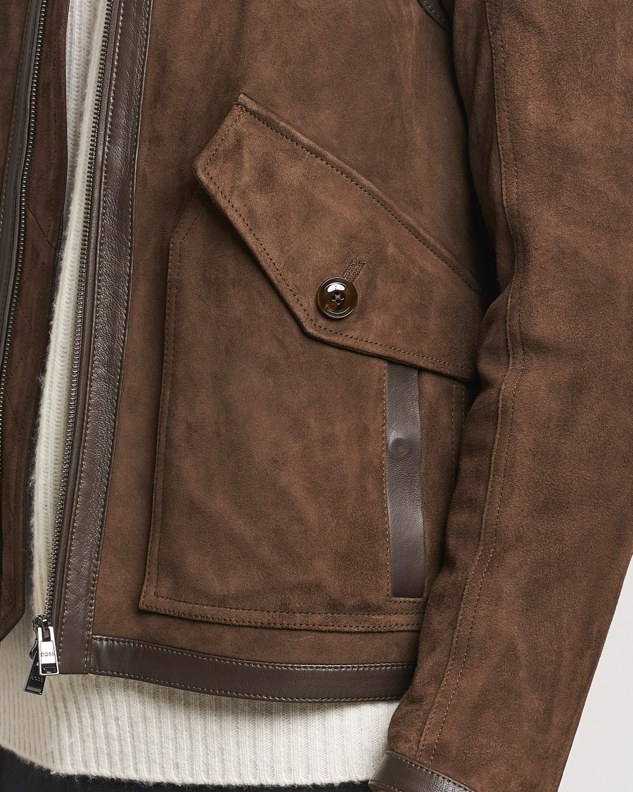 Uomini | Giacche | BOSS BLACK | Montel Suede Searling Bomber Jacket Brown