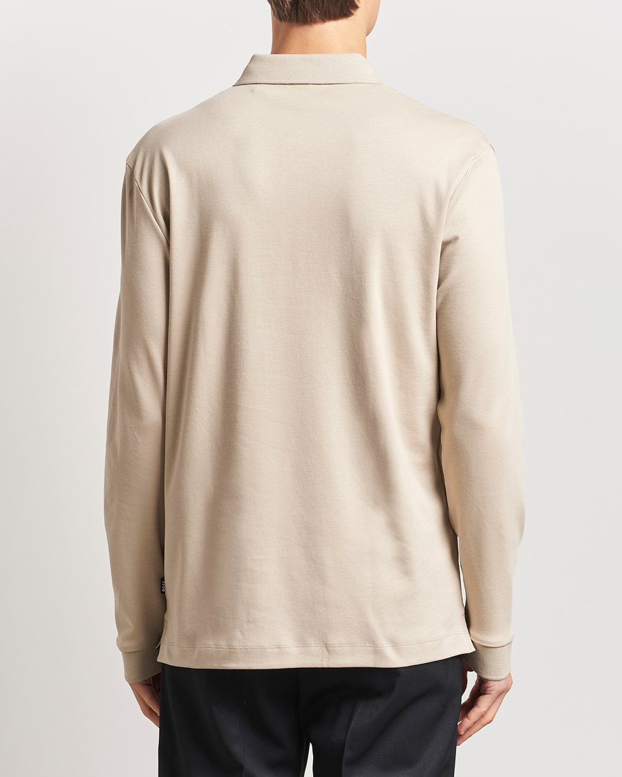 Uomini | Maglieria | BOSS BLACK | Pado Mercerized Long Sleeve Polo Light Beige