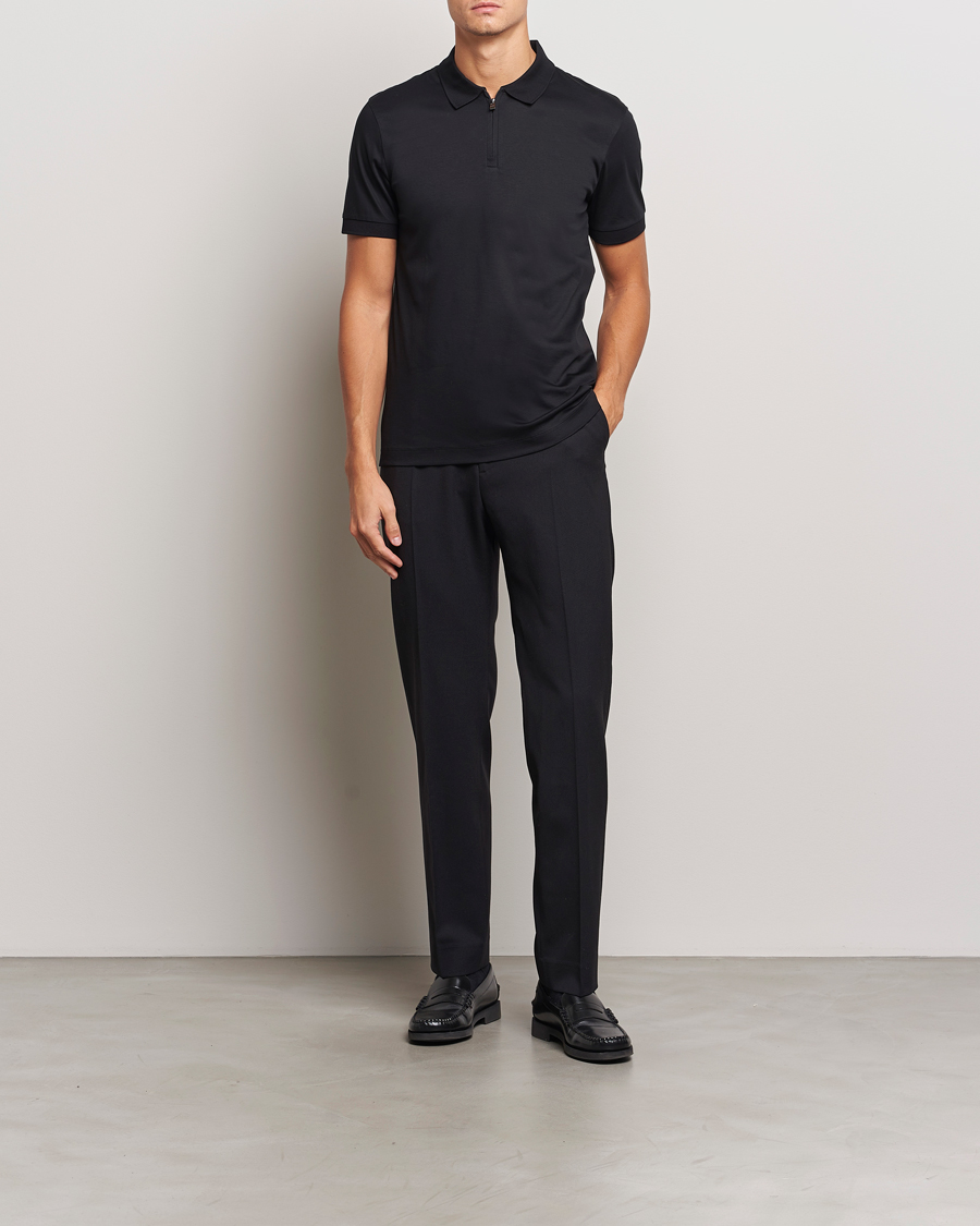 Uomini | Polo | BOSS BLACK | Paras Mercerized Half Zip Polo Black