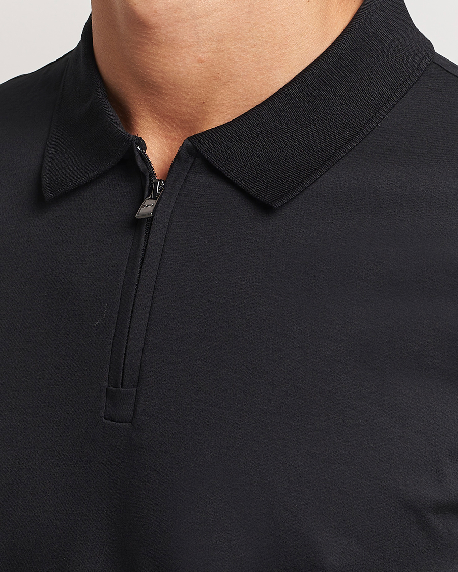 Uomini | Polo | BOSS BLACK | Paras Mercerized Half Zip Polo Black
