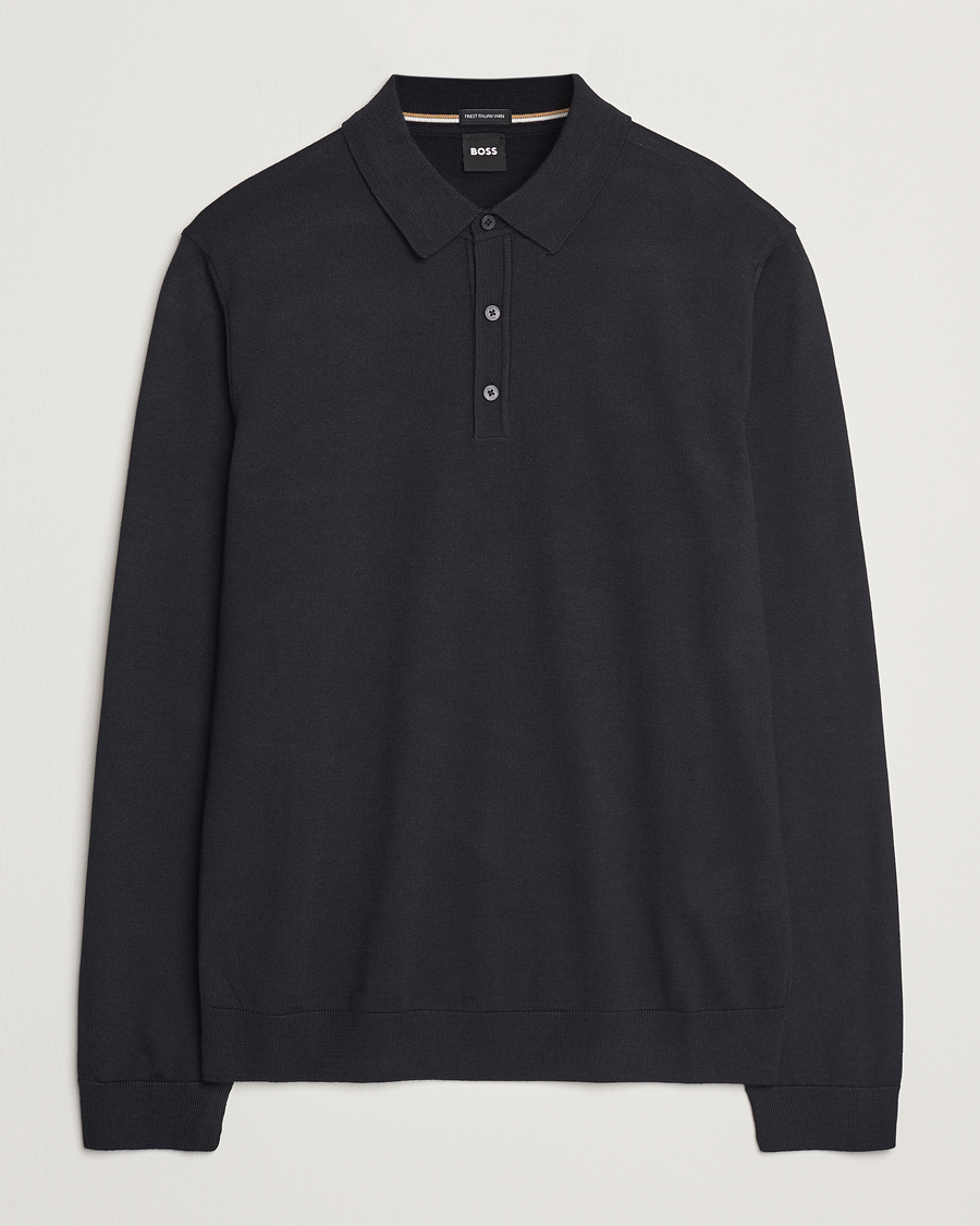 Uomini | Maglieria | BOSS BLACK | Lancione Merino Knitted Polo Black