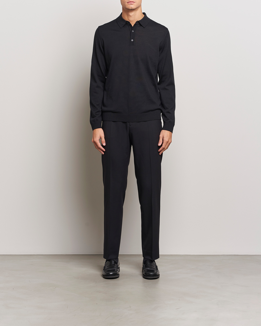 Uomini | Maglieria | BOSS BLACK | Lancione Merino Knitted Polo Black