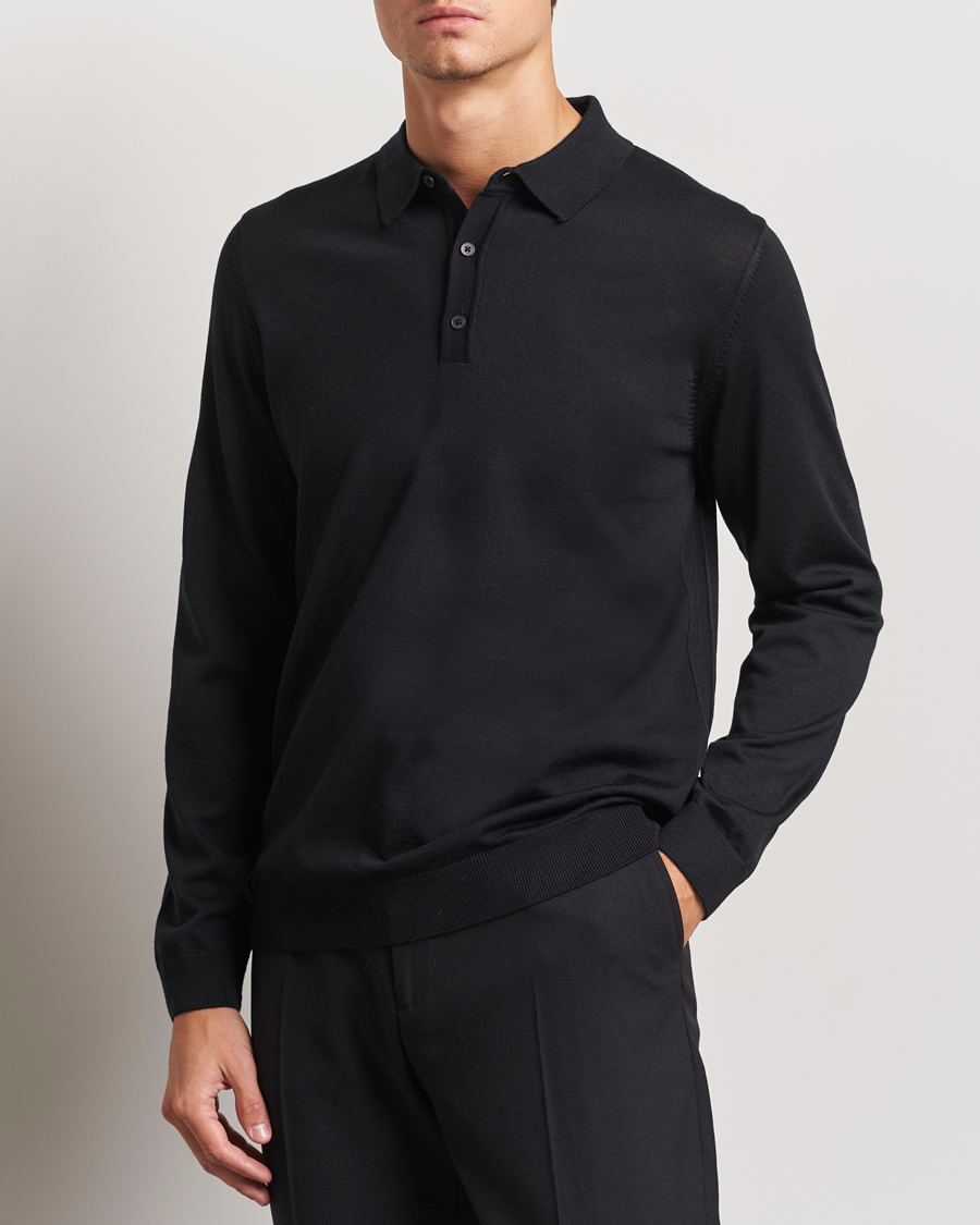 Uomini | Maglieria | BOSS BLACK | Lancione Merino Knitted Polo Black