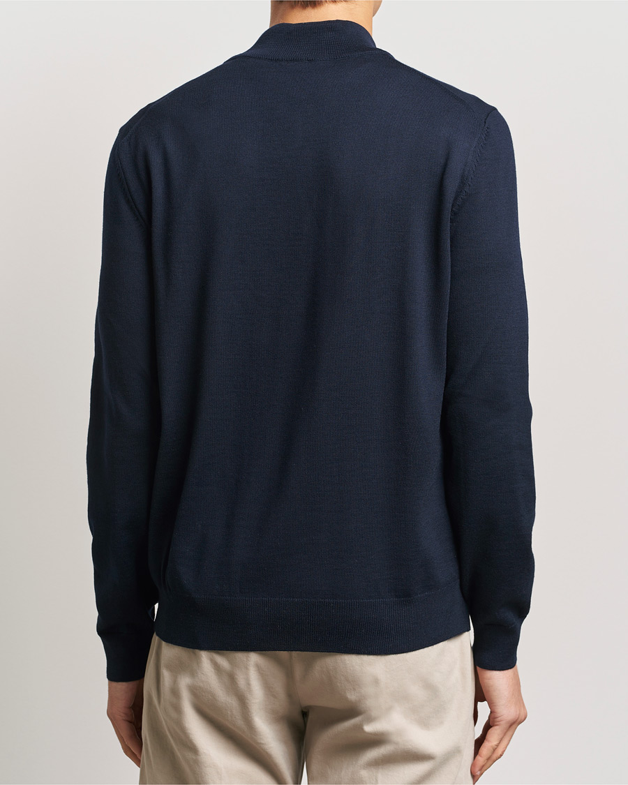 Uomini | Maglieria | BOSS BLACK | Ebenji Merino Knitted Half Zip Dark Blue