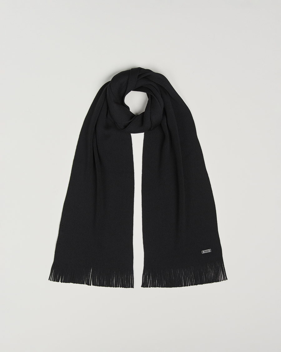 Uomini | BOSS BLACK Albas Wool Scarf Black | BOSS BLACK | Albas Wool Scarf Black
