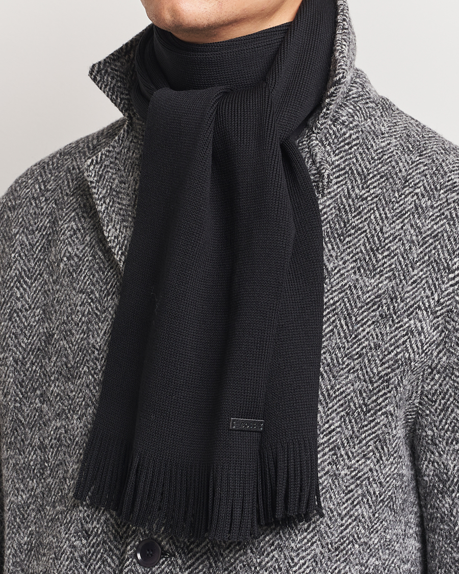 Uomini | BOSS BLACK Albas Wool Scarf Black | BOSS BLACK | Albas Wool Scarf Black