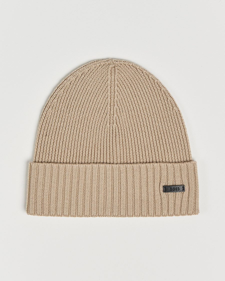 Uomini | BOSS BLACK Fati Wool Beanie Light Beige | BOSS BLACK | Fati Wool Beanie Light Beige