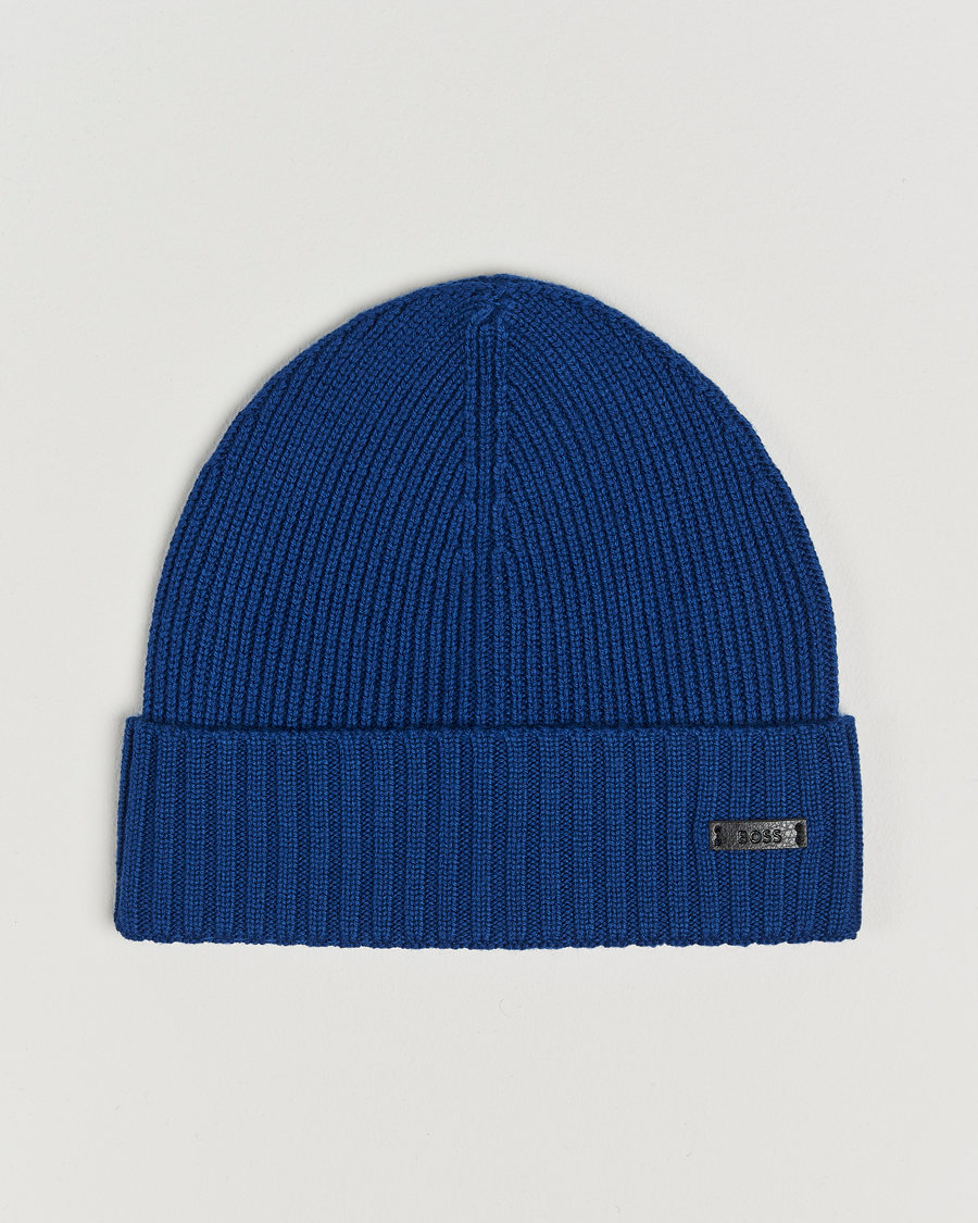 Uomini | BOSS BLACK Fati Wool Beanie Open Blue | BOSS BLACK | Fati Wool Beanie Open Blue