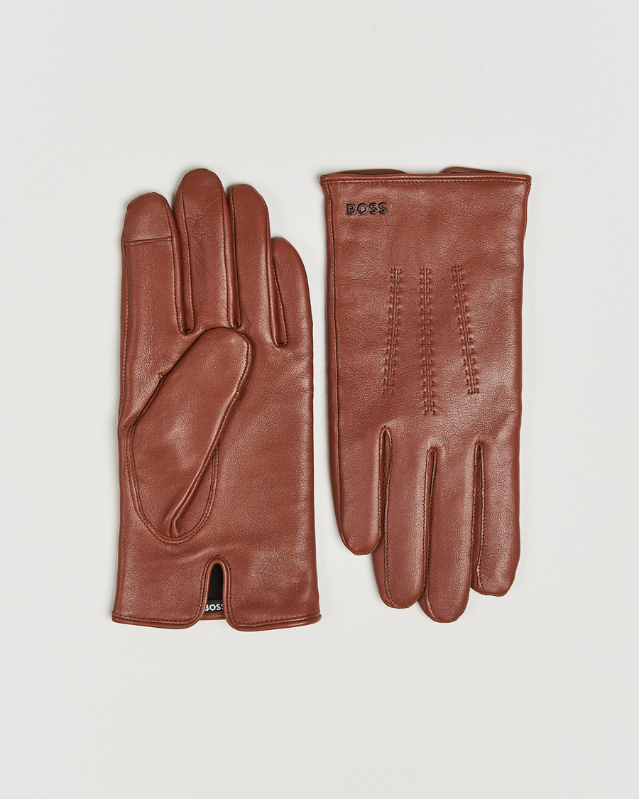 Uomini | BOSS BLACK Hainz Leather Gloves Medium Brown | BOSS BLACK | Hainz Leather Gloves Medium Brown