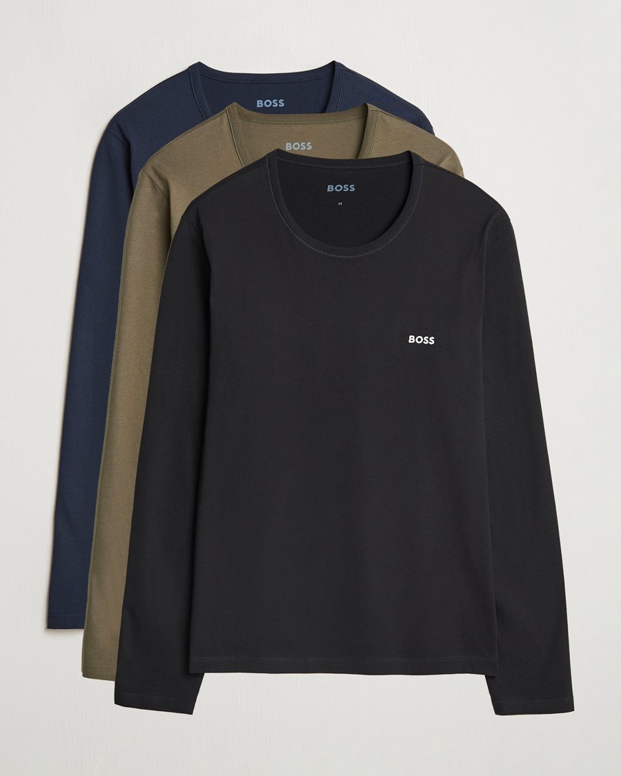 Uomini | T-shirt | BOSS BLACK | 3-Pack Long Sleeve T-Shirt Navy/Green/Black