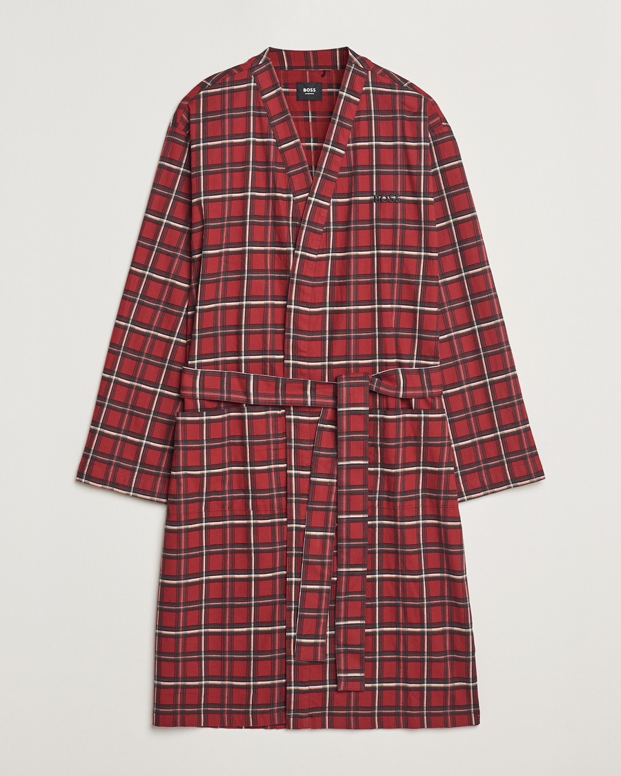 Uomini | Accappatoi & Pigiami | BOSS BLACK | Holiday Checked Robe Dark Red