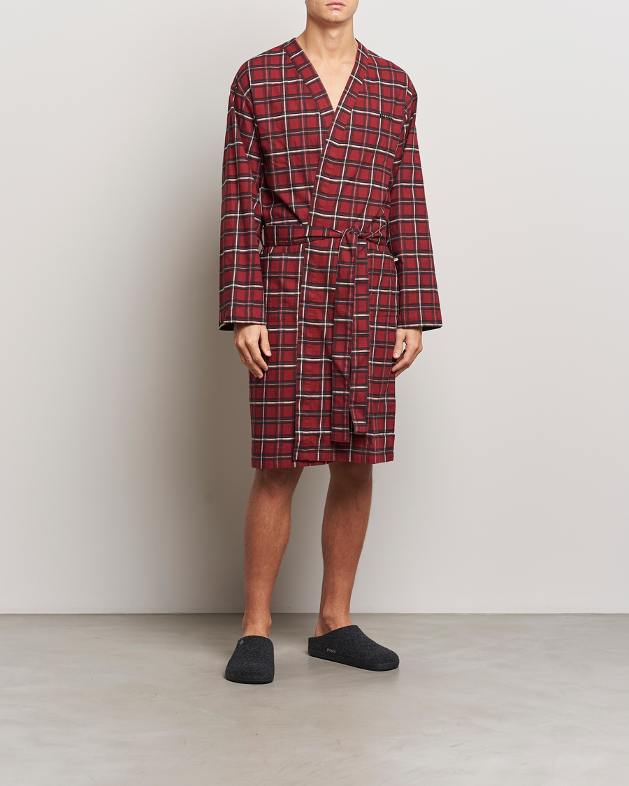Uomini | Accappatoi & Pigiami | BOSS BLACK | Holiday Checked Robe Dark Red