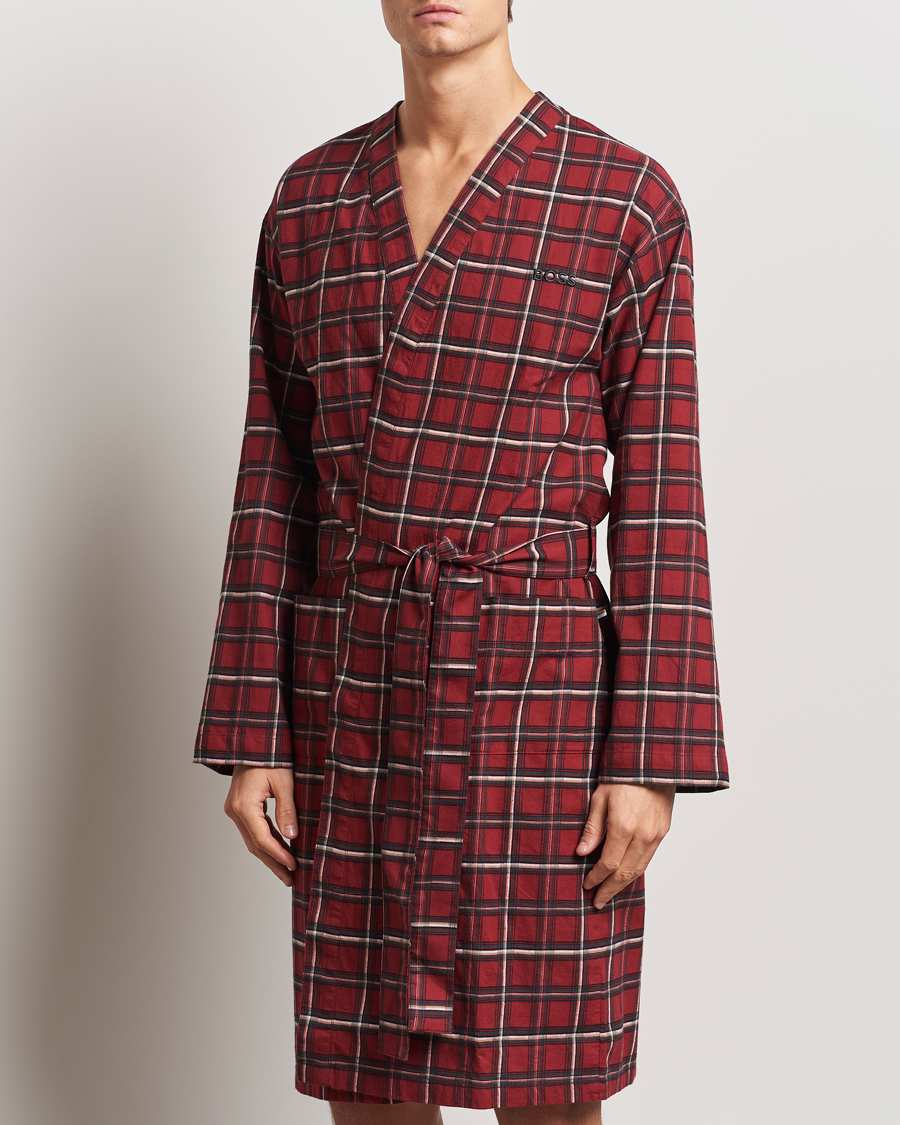 Uomini | Accappatoi & Pigiami | BOSS BLACK | Holiday Checked Robe Dark Red