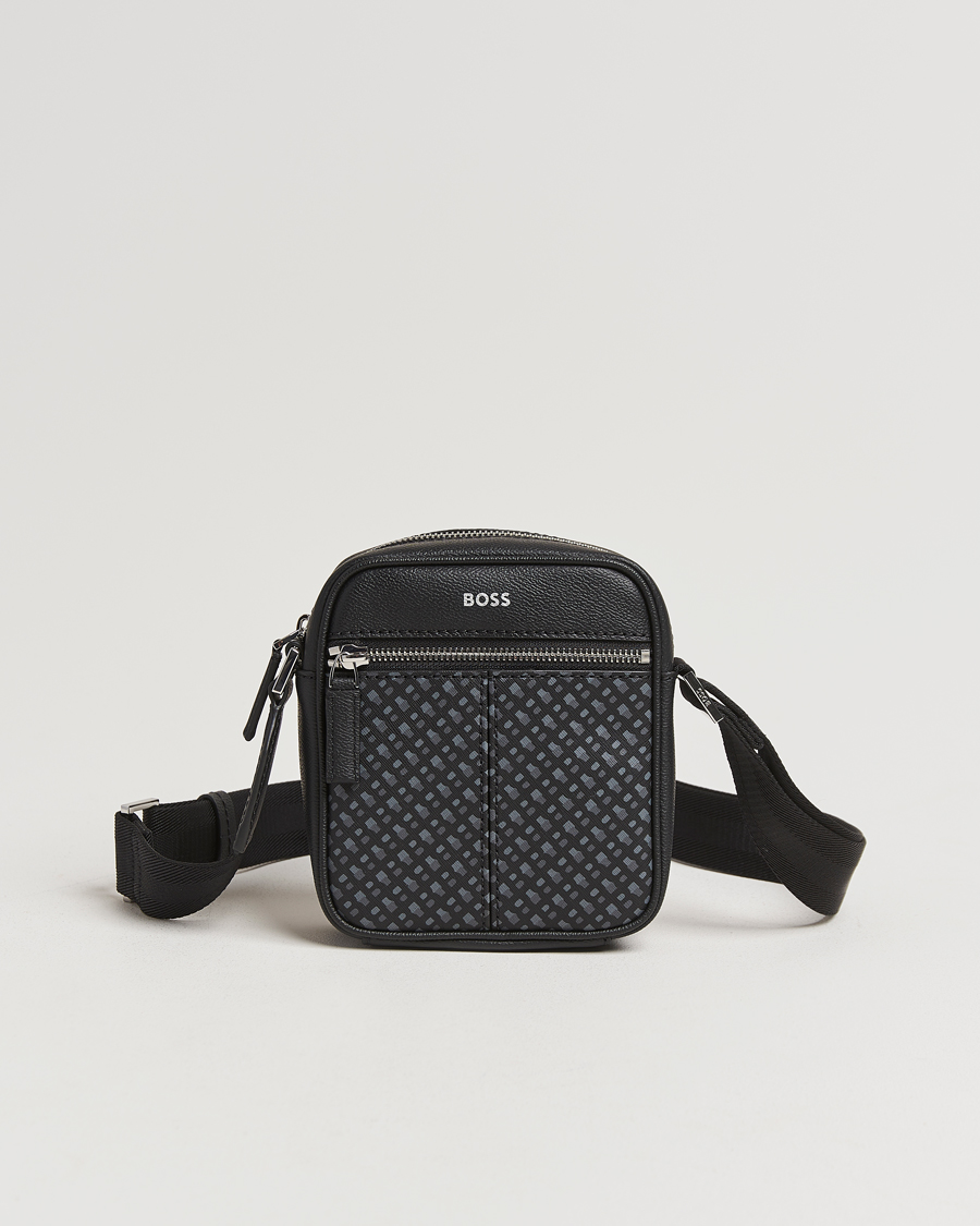 Uomini | BOSS BLACK Zair Monogram Shoulder Bag Black | BOSS BLACK | Zair Monogram Shoulder Bag Black