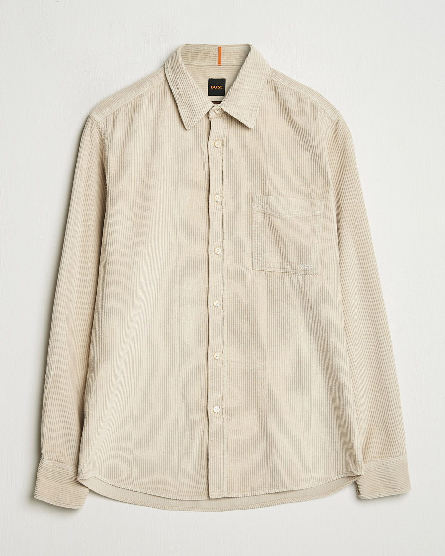 Uomini | Camicie | BOSS ORANGE | Relegant Corduroy Shirt Light Beige