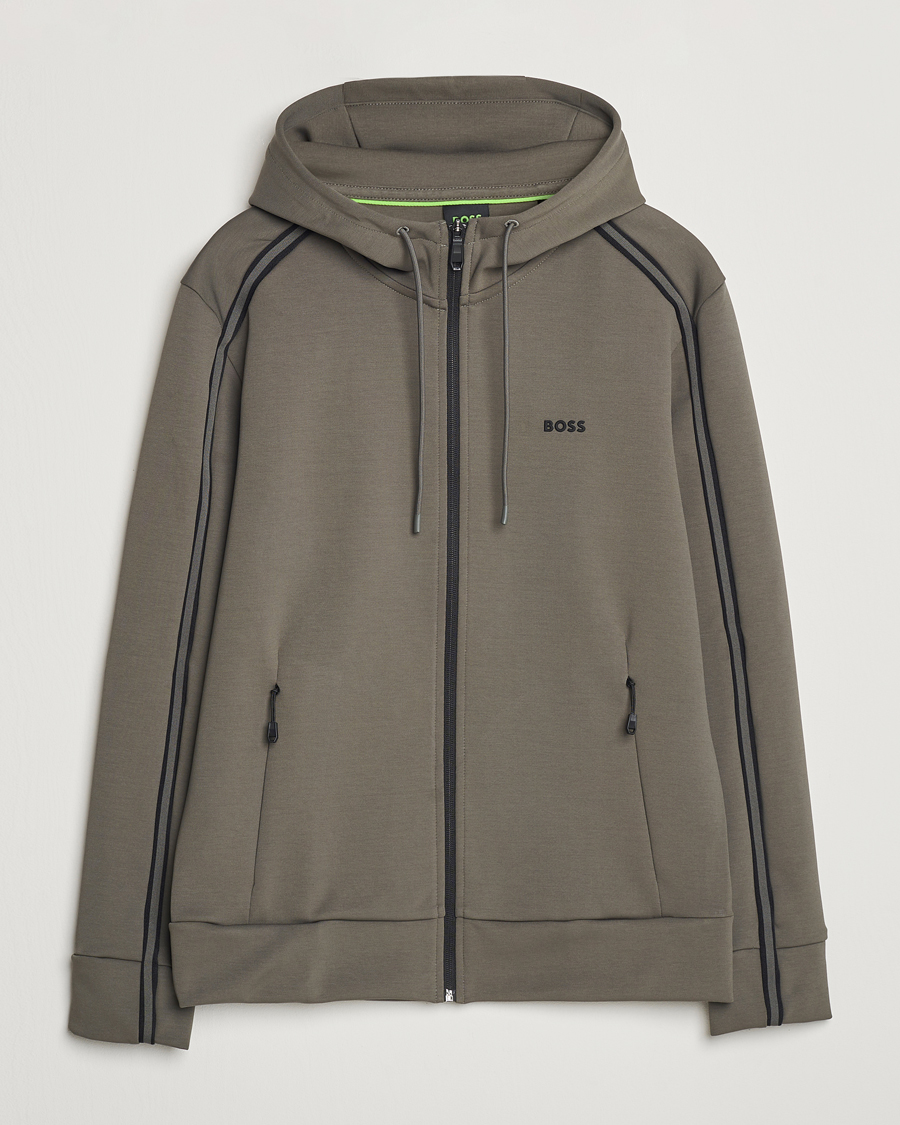 Uomini | Maglieria | BOSS GREEN | Saggy Full Zip Hoodie Light Grey