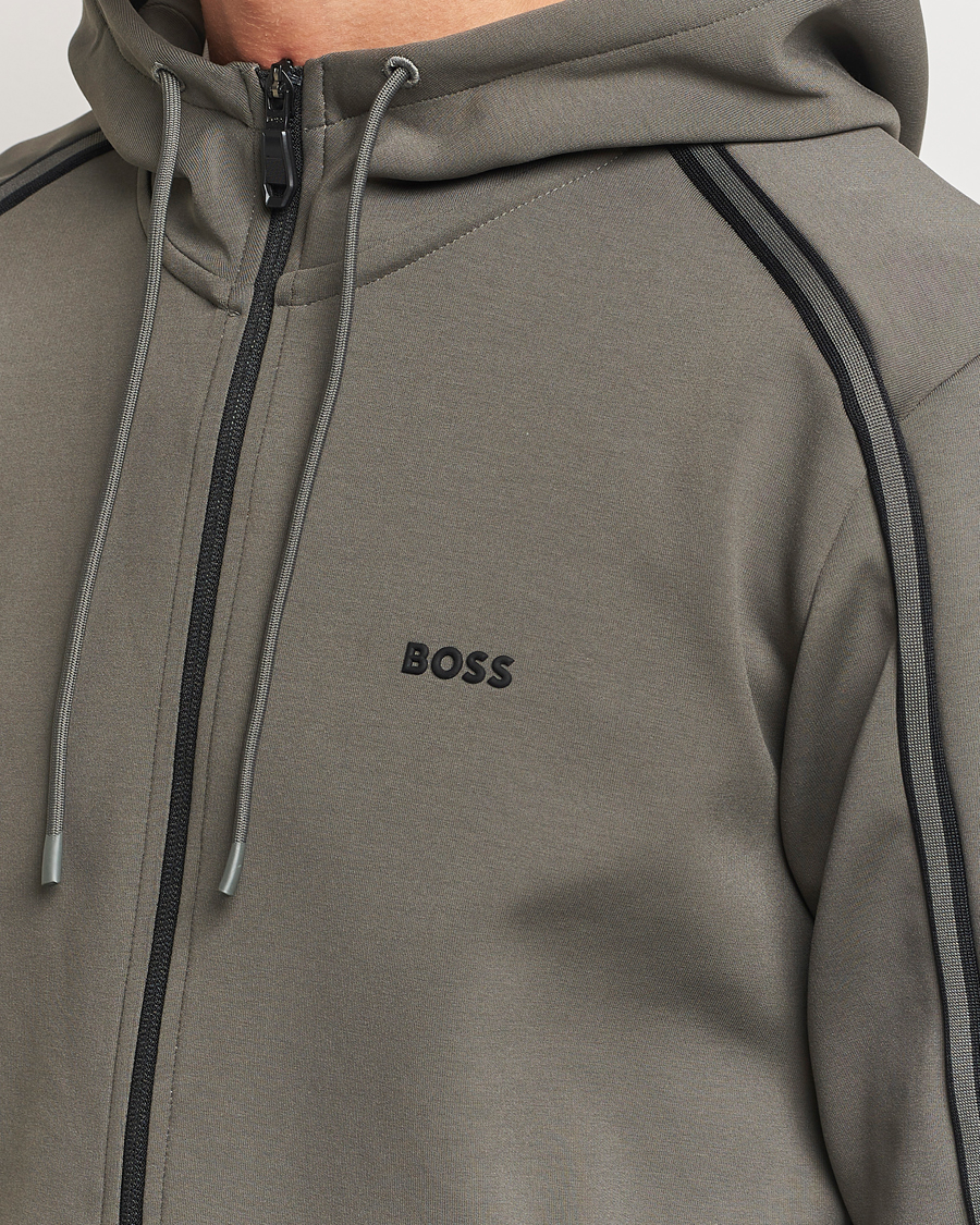 Uomini | Maglieria | BOSS GREEN | Saggy Full Zip Hoodie Light Grey