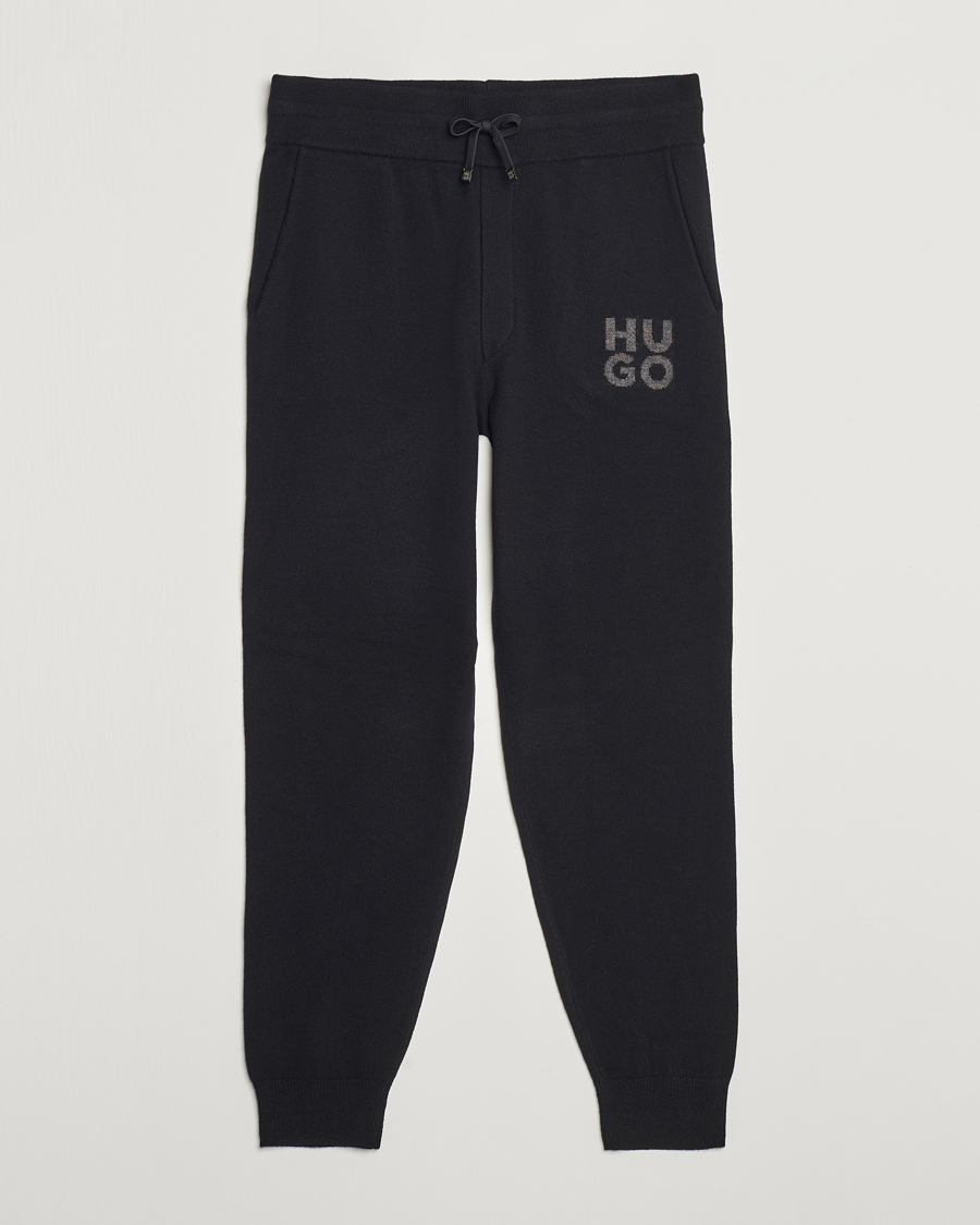 Uomini | Pantaloni | HUGO | San Steero Wool Knitted Joggers Black