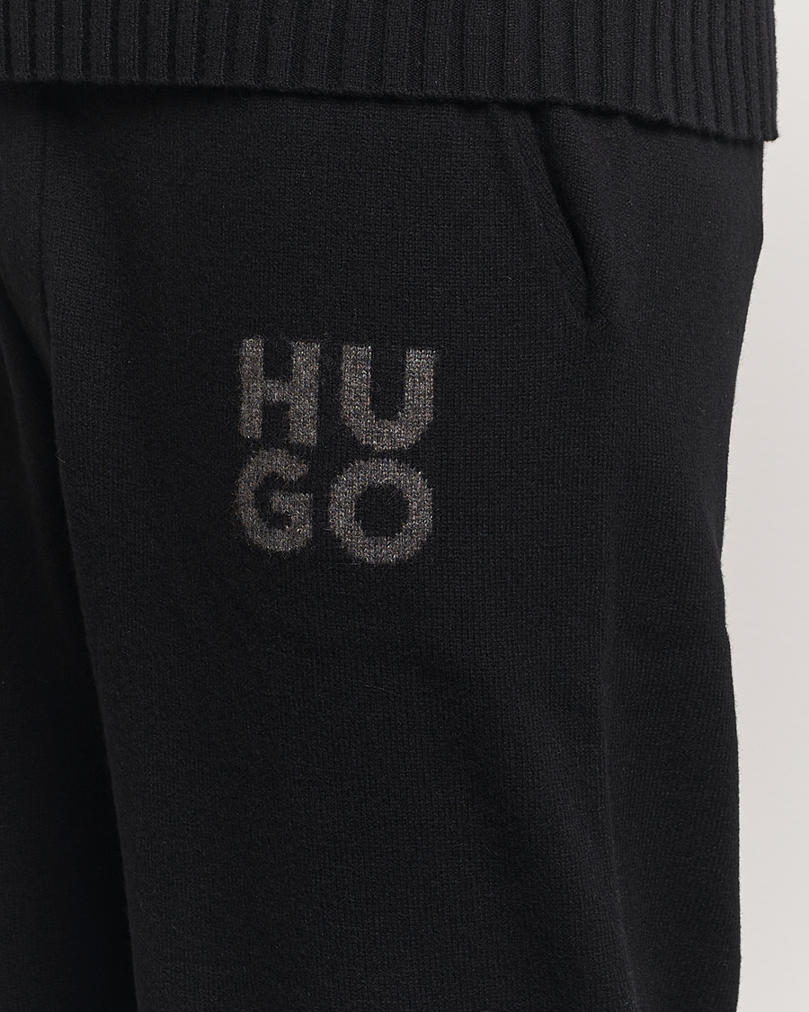 Uomini | Pantaloni | HUGO | San Steero Wool Knitted Joggers Black