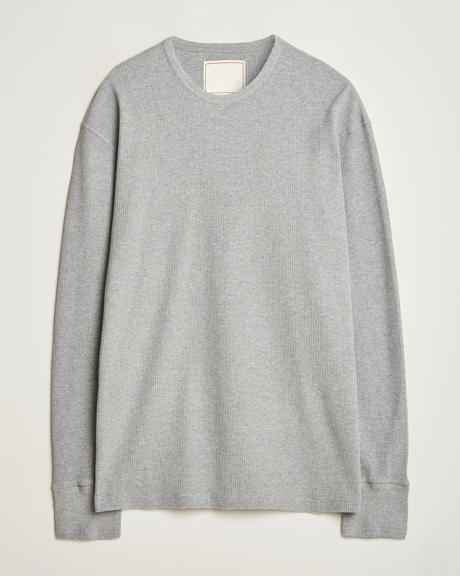 Uomini | Maglieria | Jeanerica | Jean Waflle Texture Sweater Light Grey Melange