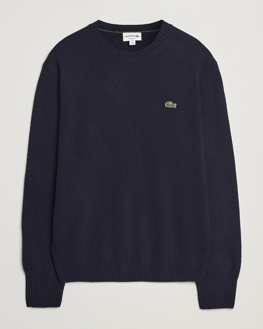 Uomini | Maglieria | Lacoste | Carded Wool Crew Neck Navy