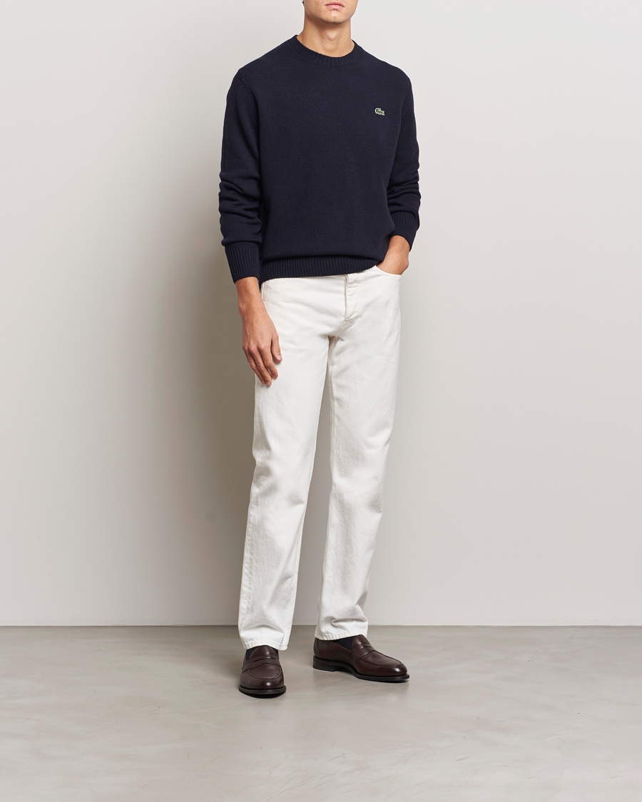 Uomini | Maglieria | Lacoste | Carded Wool Crew Neck Navy