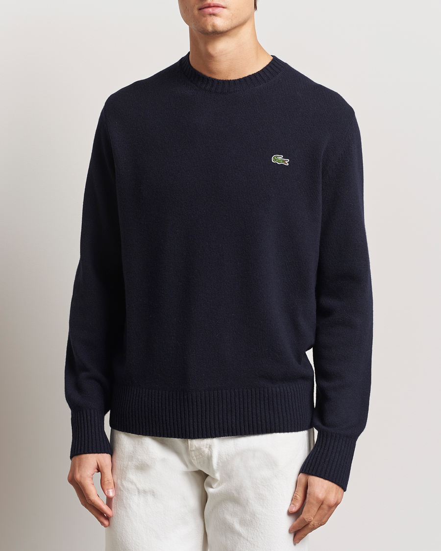 Uomini | Maglieria | Lacoste | Carded Wool Crew Neck Navy
