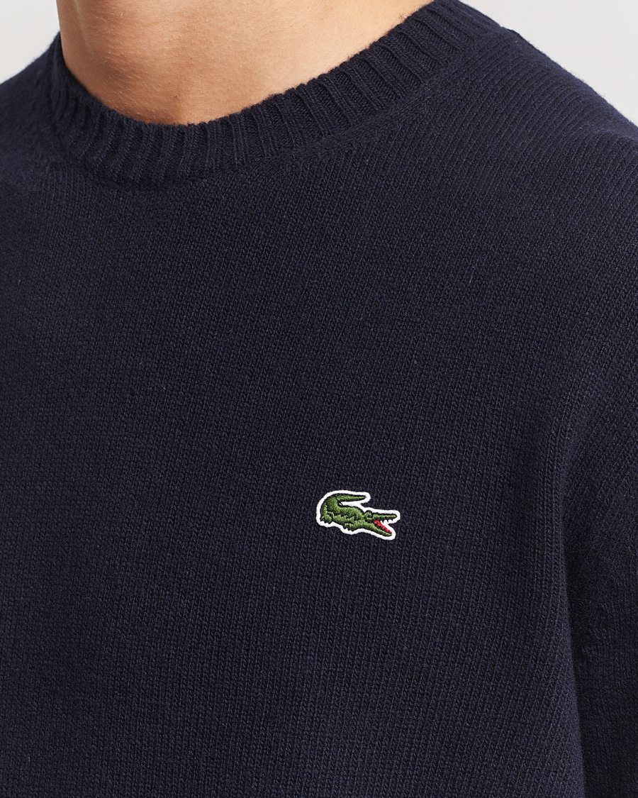 Uomini | Maglieria | Lacoste | Carded Wool Crew Neck Navy